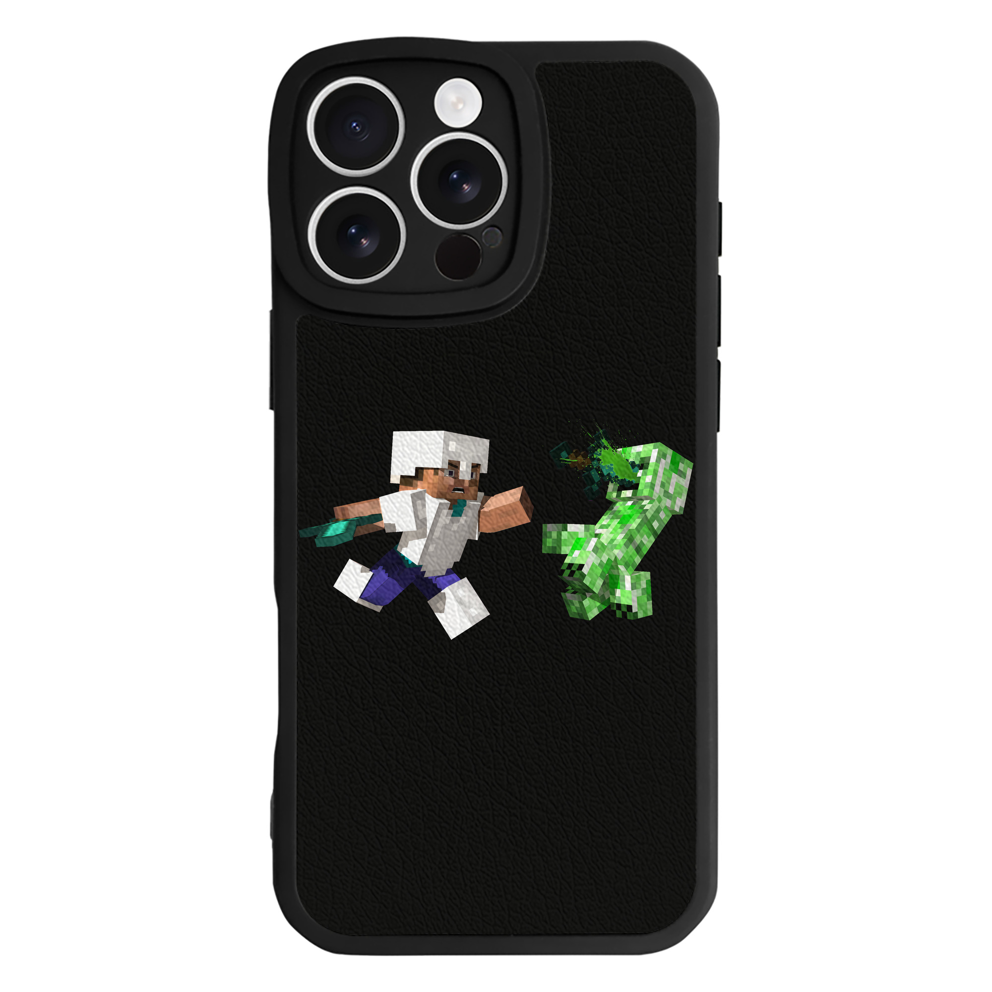 （画像用） マインクラフト ブロックの世界 Minecraft MC Block world 【iPhone 16シリーズ対応】シリコンスマホケース（レザー調） 材質：シリコン
